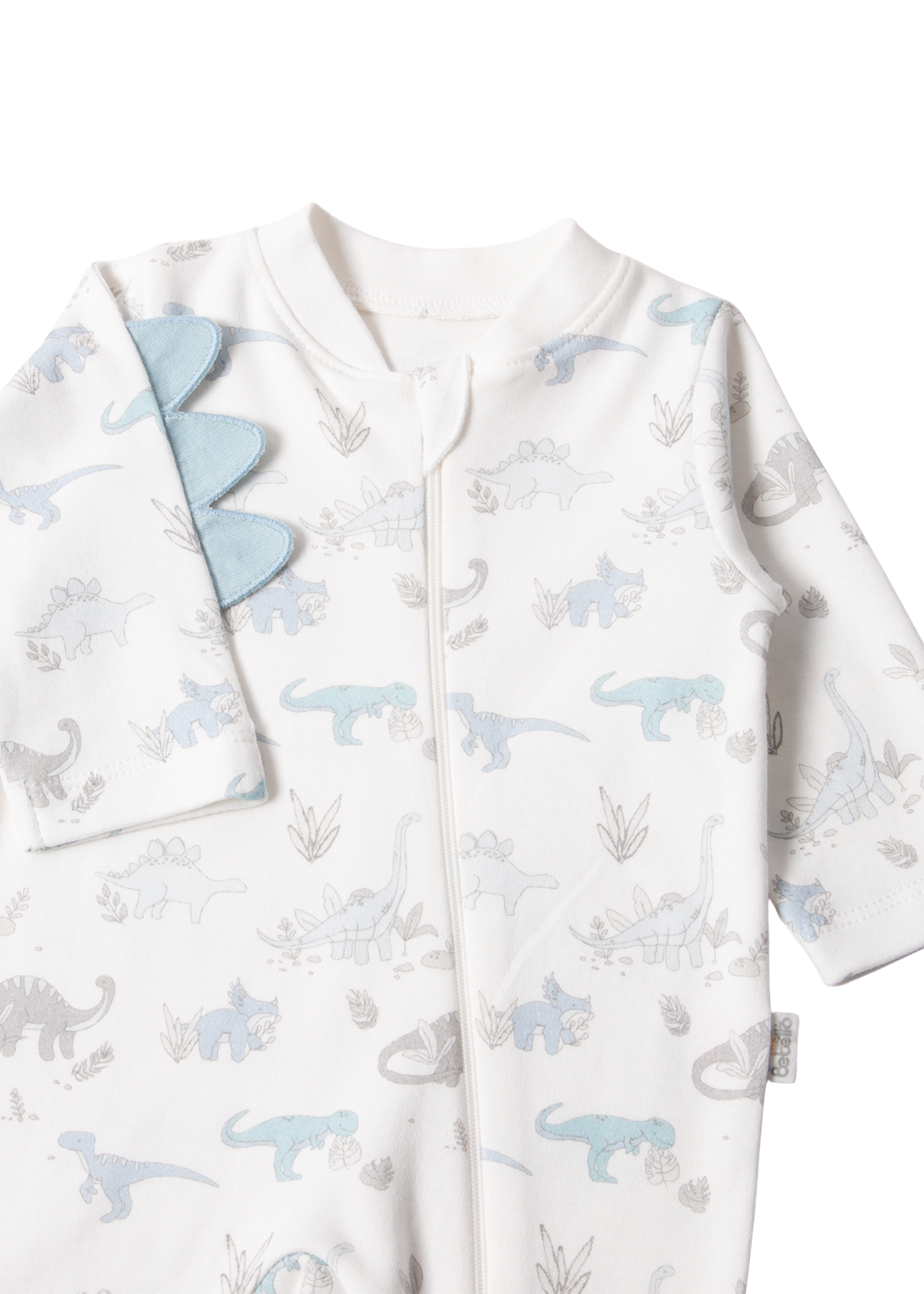 Salopeta Lunga Crem cu Dinozauri cu Fermoar Me and Dudes T3966 Bebetto