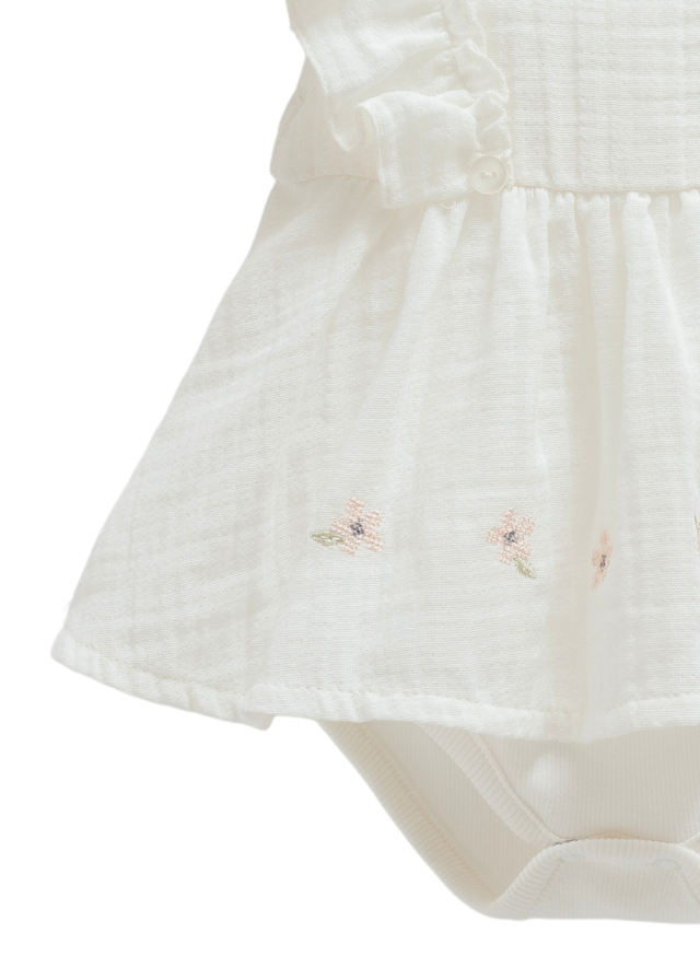 Body Tip Rochita din Muselina Crem Little Girl BK1666 Mell Sweet Baby