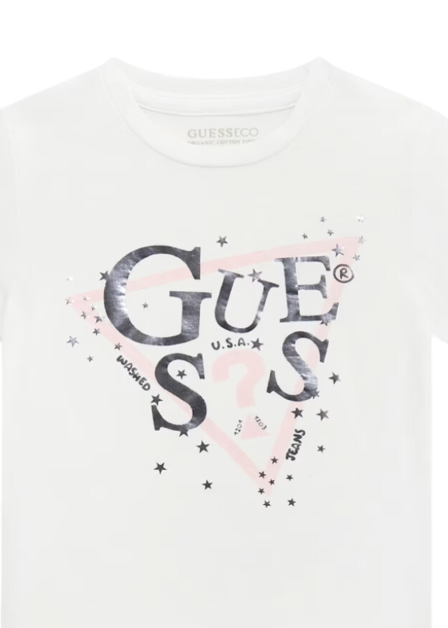 Tricou Alb Cu Maneca Scurta Cu Detaliu Stele K5RI00 K6YW4 G011 Guess