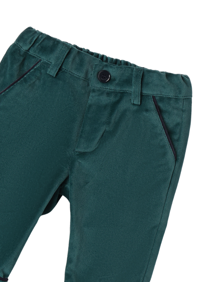 Pantaloni Lungi din Velur Verde 3A621.00 Minibanda