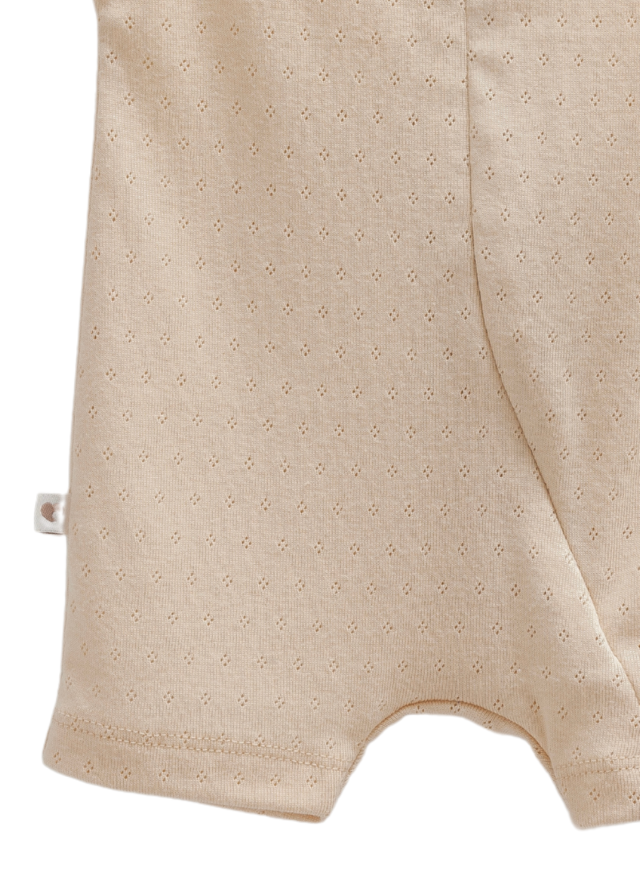 Salopeta Scurta Bej Bumbac Perforat cu Fermoar Move Boy TE1709 Mell Sweet Baby