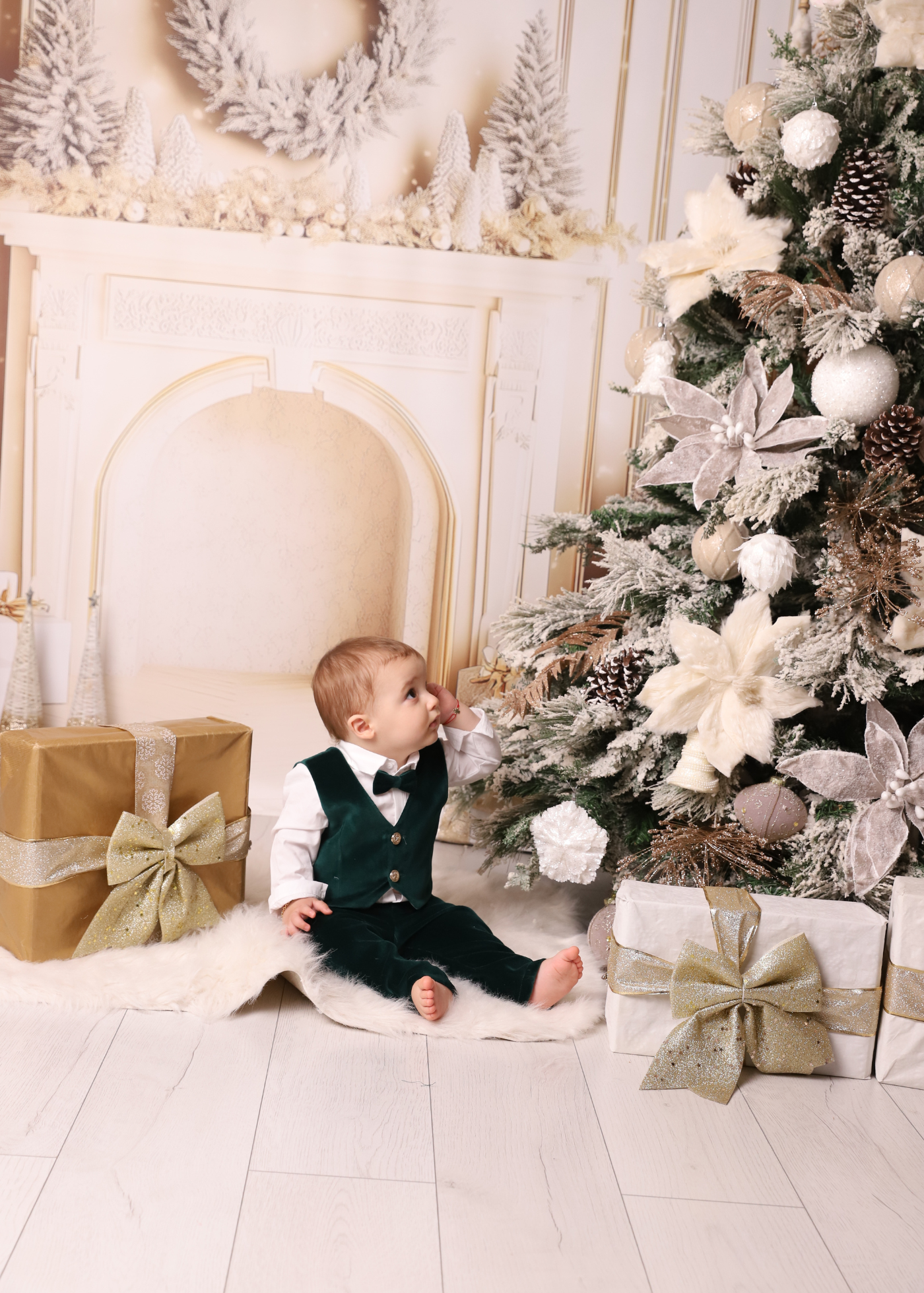 Costum Ayan Catifea Verde AnneBebe