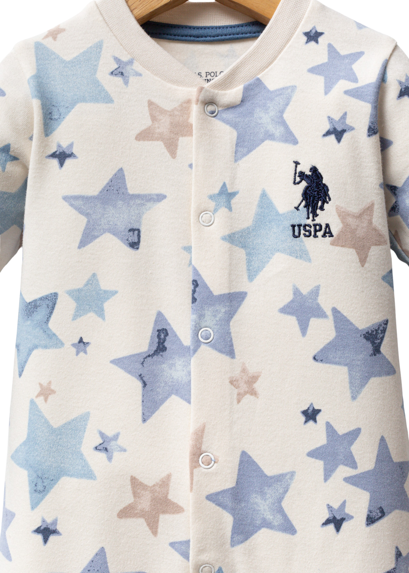 Salopeta Lunga Bej cu Imprimeu Stele Bleu USB2527 Us Polo Assn