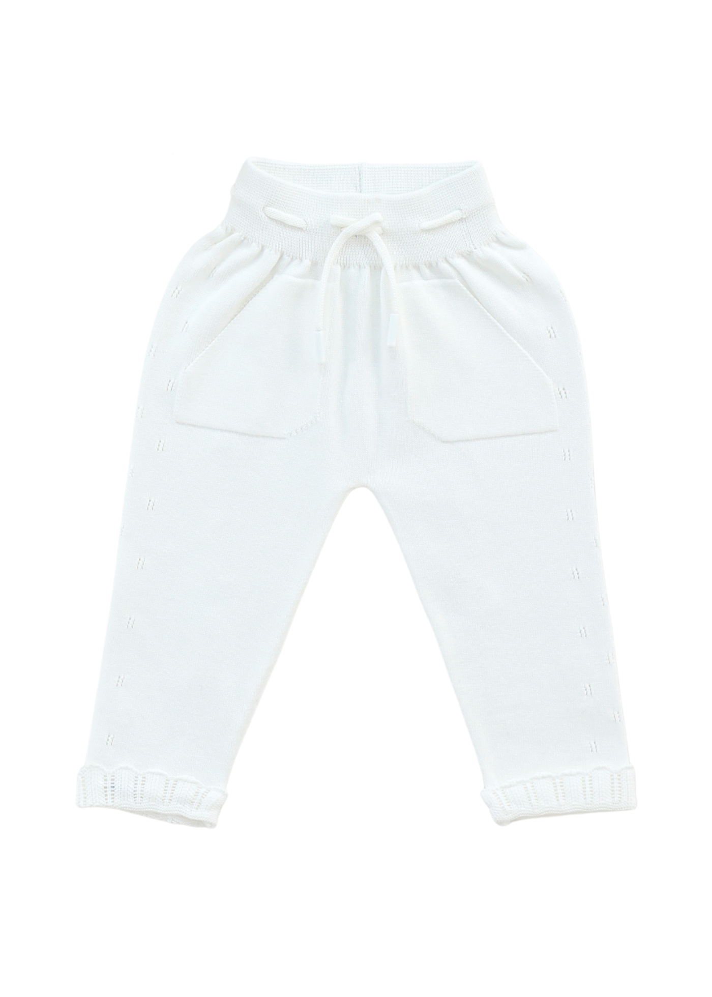 Set 3 Piese Jacheta si Pantaloni Lungi Tricotate Albe si Bluza Bumbac 8531 Leo King