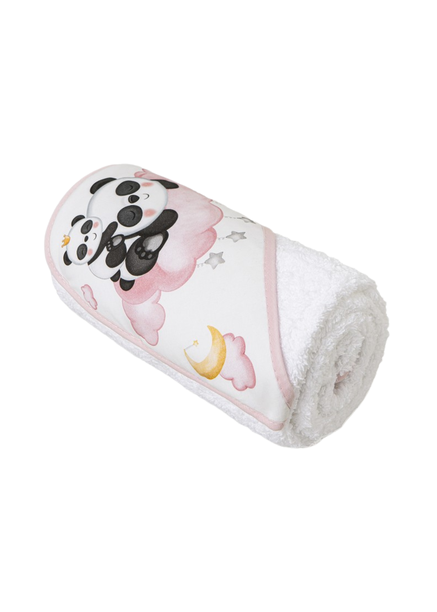 Prosop cu Capison 100x100 cm Alb-Roz cu Ursuleti Panda D1226-12 InterBaby