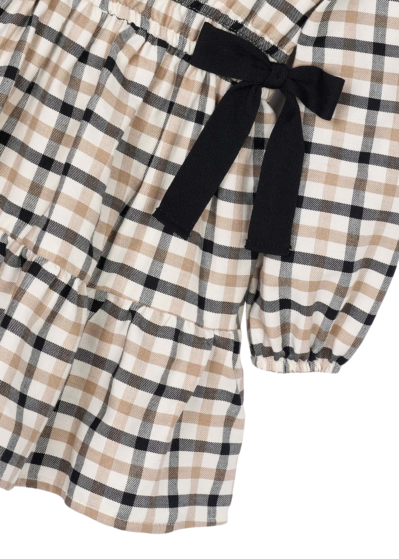 Rochie cu Maneca Lunga Carouri Bej cu Negru 4915 Mayoral