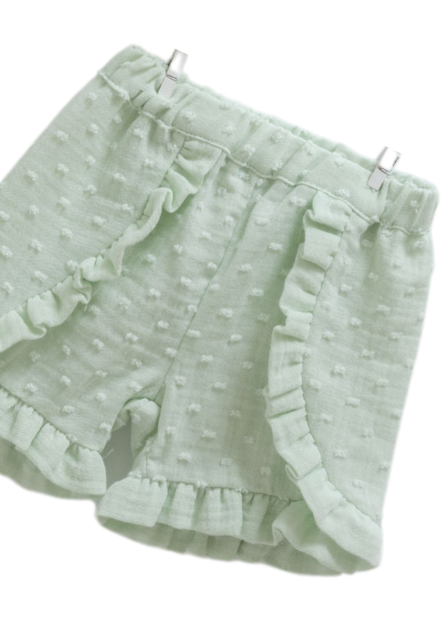 Set 2 Piese Verde, Top cu Maneca Scurt si Pantaloni Scurti din Bumbac cu Model 9709 Mell Sweet Baby