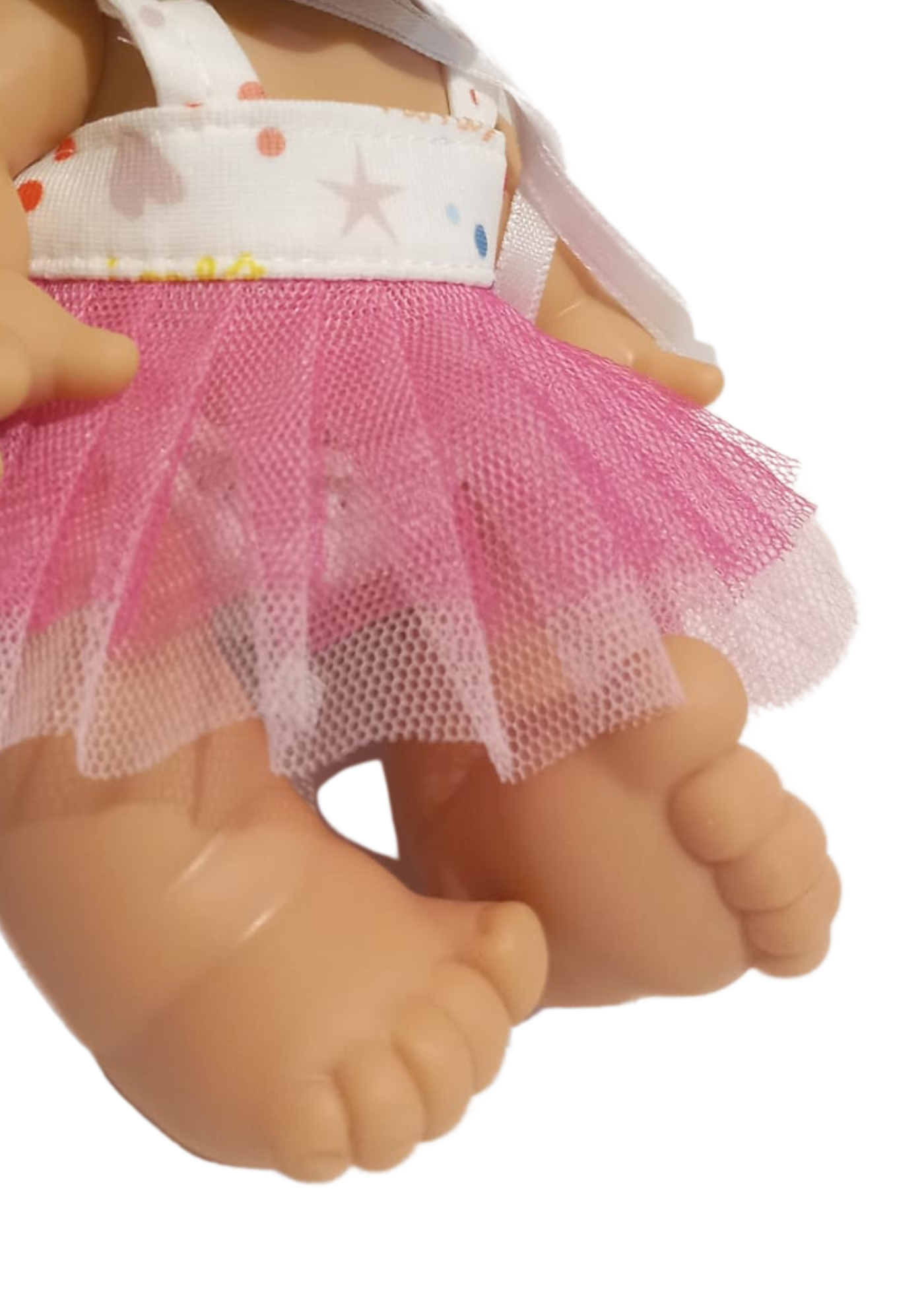 Papusa Parfumata Blonda Happy Birthday cu Rochita in Bretele Tull Ciclamen - 21 cm - 0497 - Nines