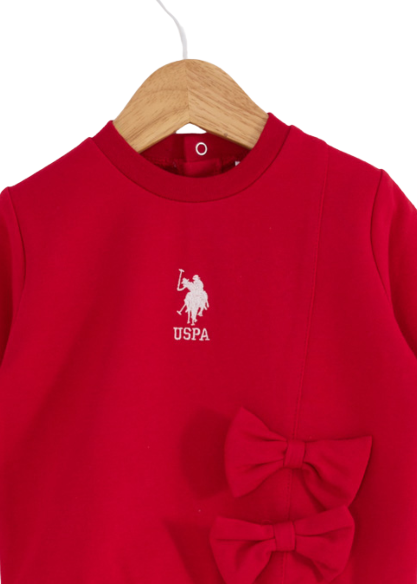 Set 2 Piese Bluza Rosie si Pantaloni Bej cu Fundite USB2727 V1 Us Polo Assn