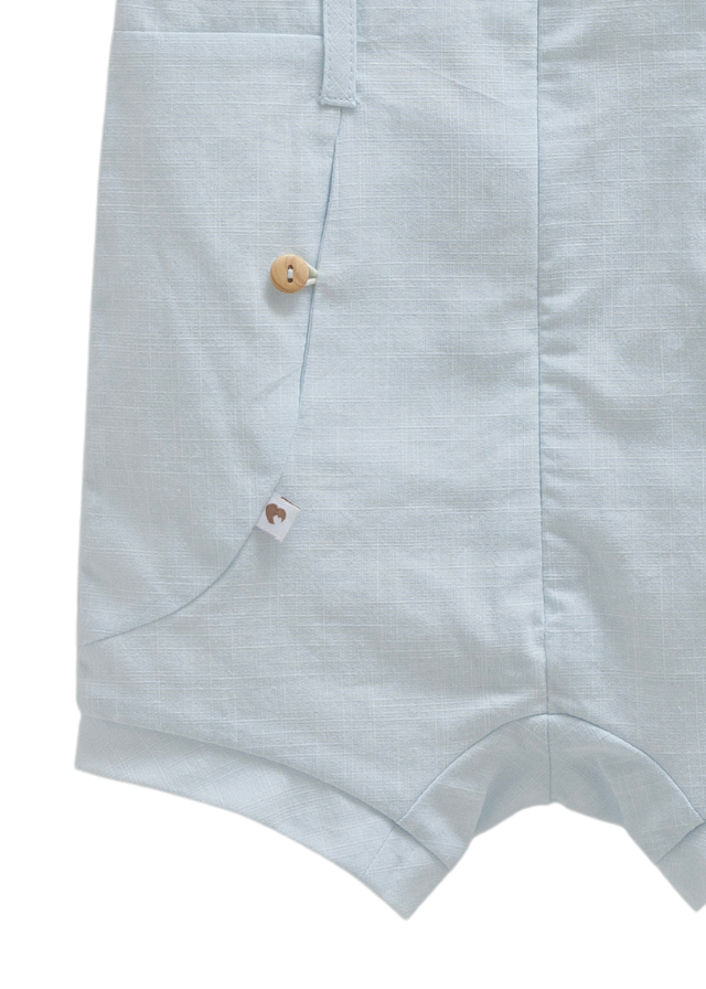 Salopeta Scurta Bleu cu Guler Alb si Fermoar Serenity Boy TE1748 Mell Sweet Baby