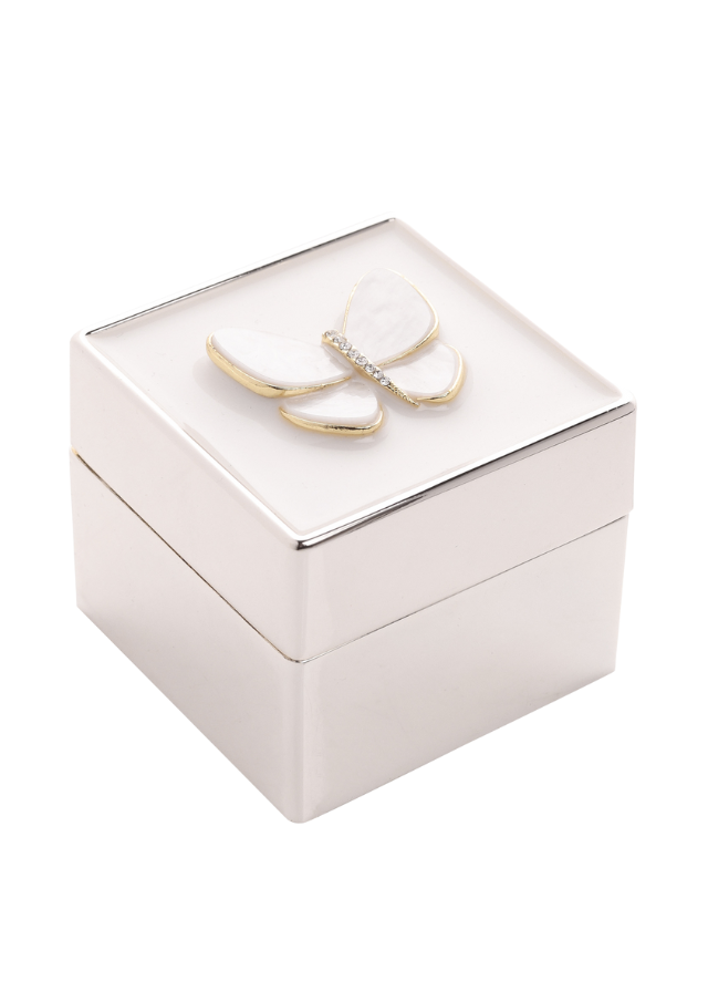 Caseta Patrata Argintata cu Fluture SP3622 Sophia