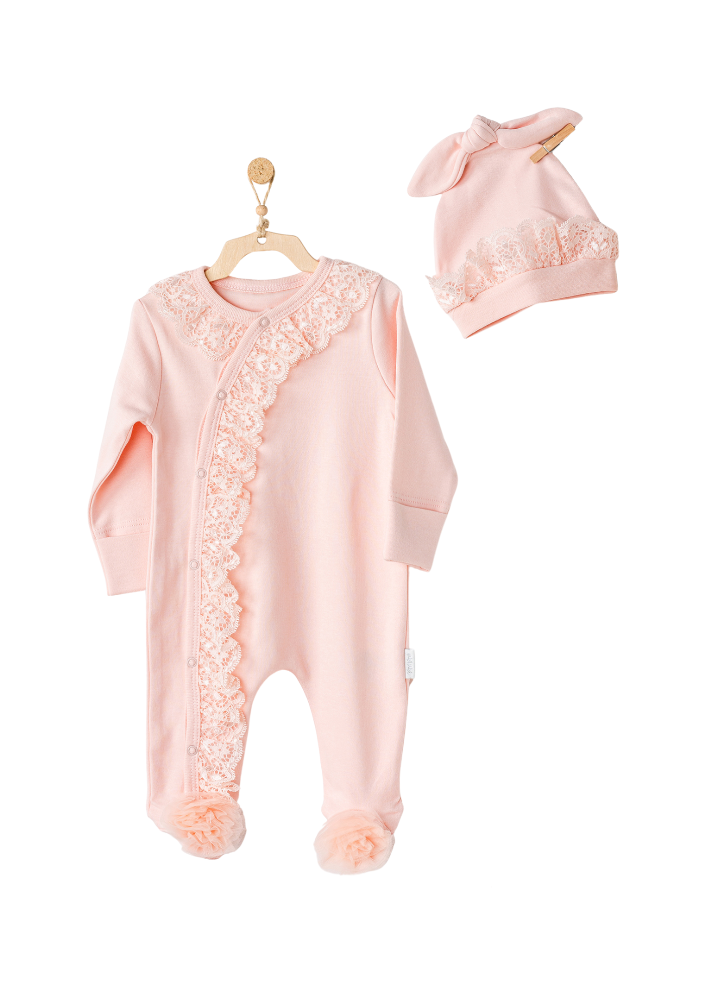 Set 4 Piese Nou Nascut Somon cu Dantela AC25592 Andywawa