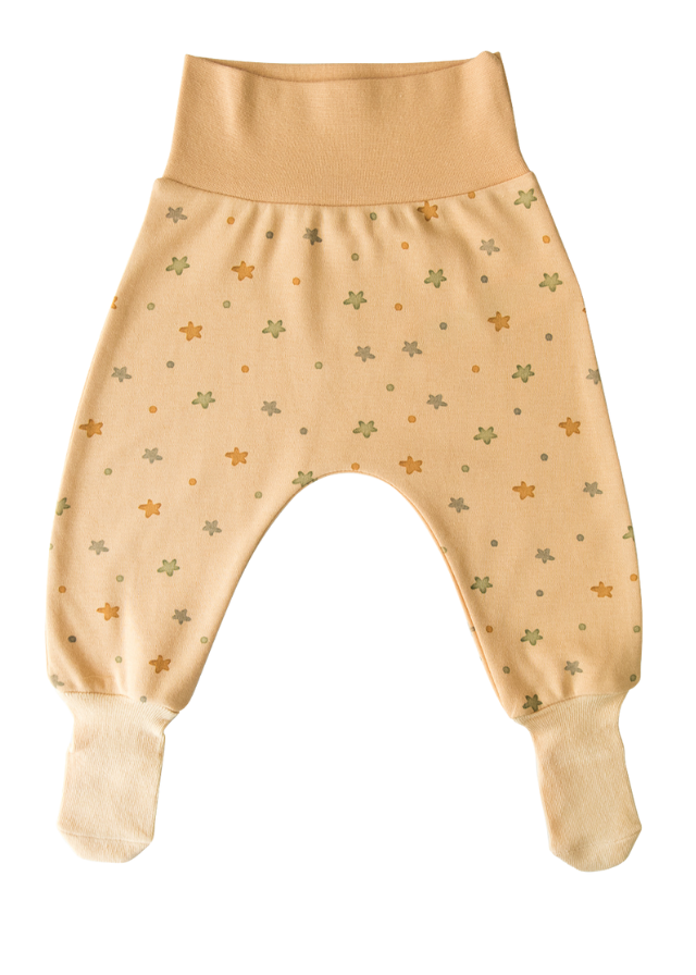 Set 3 Perechi de Pantaloni din Bumbac Organic cu Picior Crem Verde si Portocaliu cu Urs S25626 KitiKate