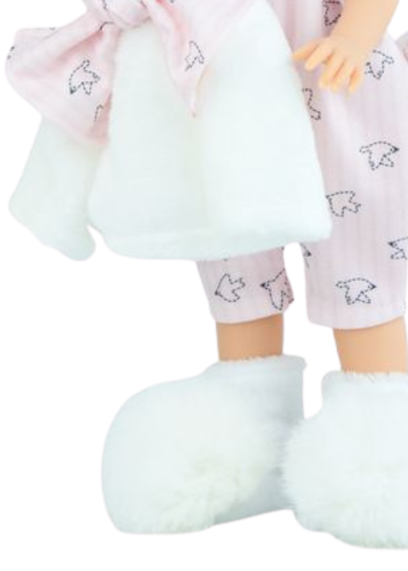 Papusa Marina Pijama Party, Corp Vinil cu Par Saten si Pijama Imprimeu Vesel si un Ursulet de Plus 1528 Marina&Pau