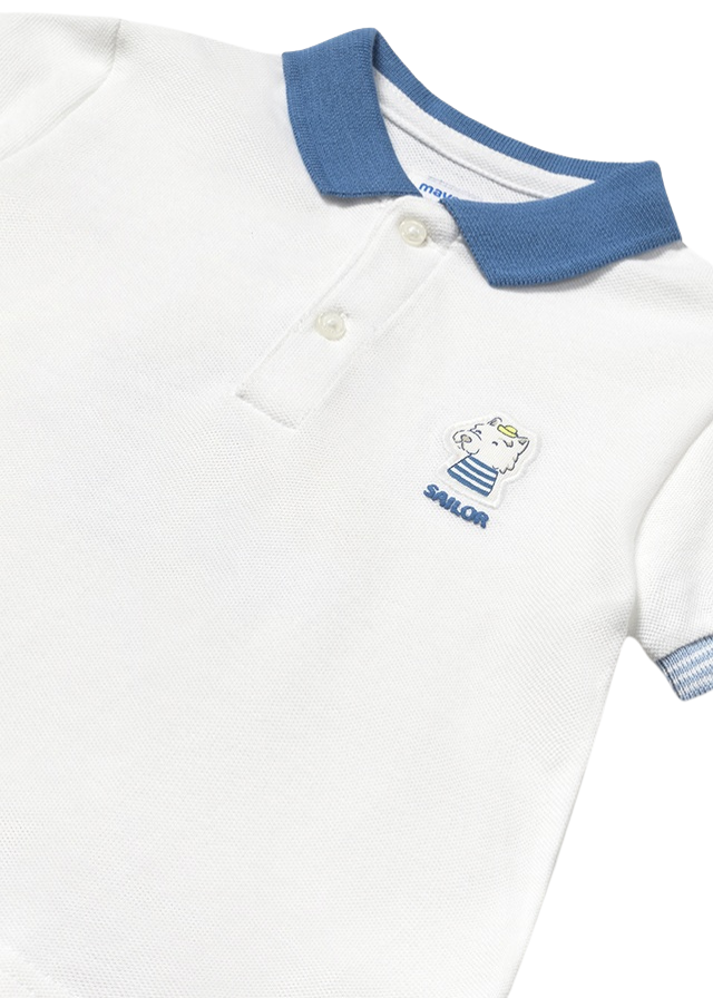 Tricou Polo Alb cu Albastru 1108 Mayoral