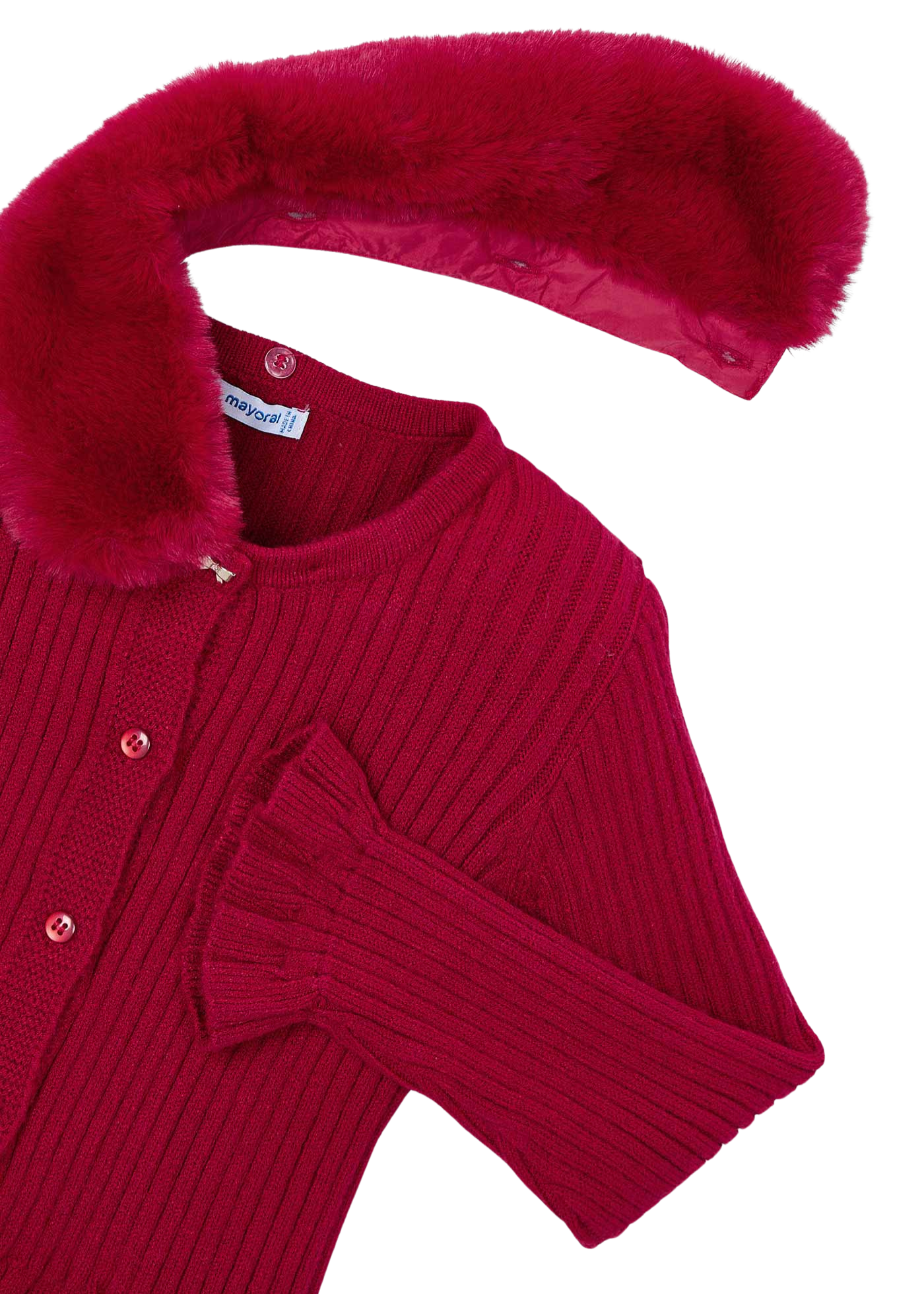 Cardigan Tricotat Rosu cu Guler Blana 4311 Mayoral