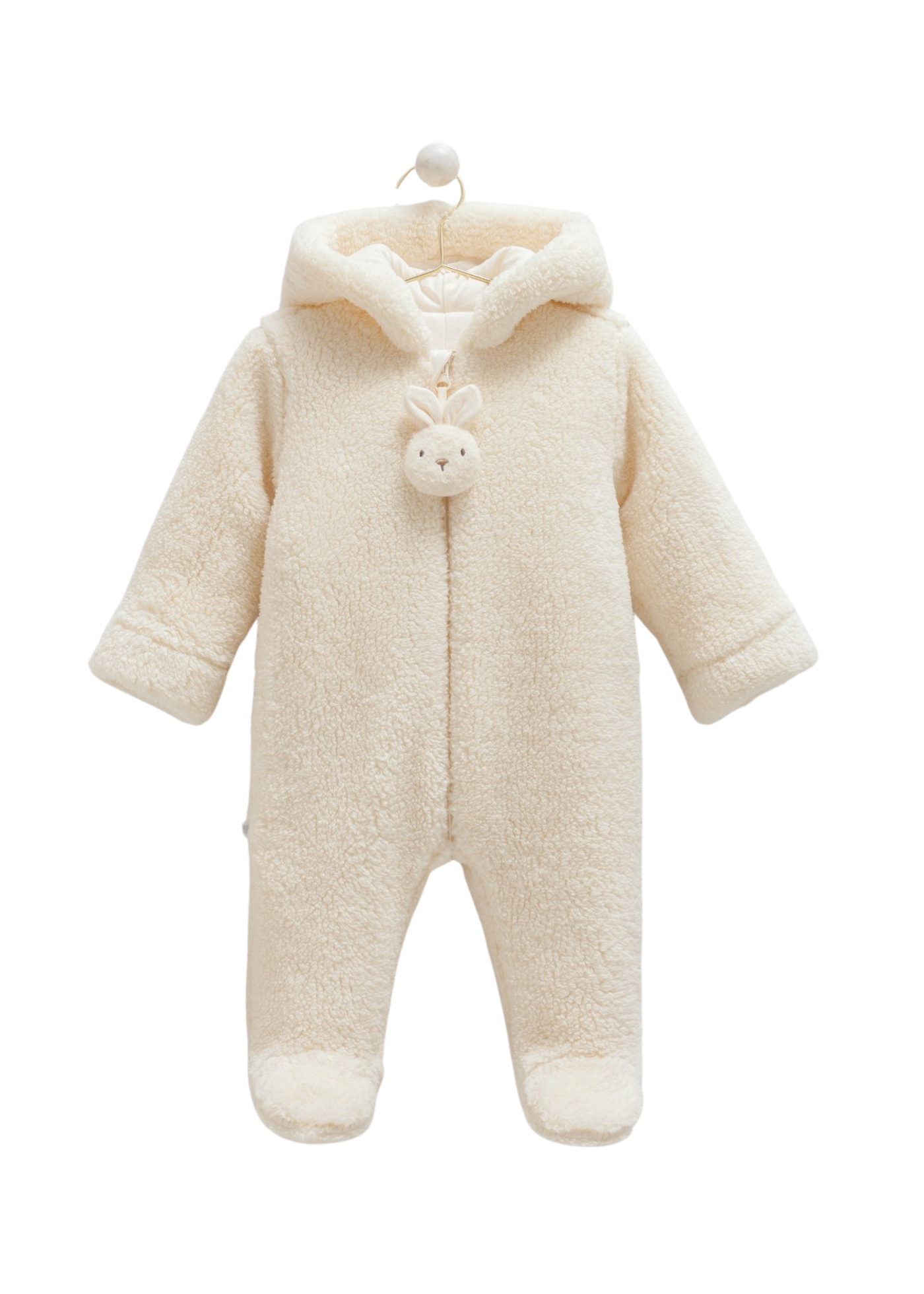 Combinezon Crem din Plus cu Gluga si Iepuras la Fermoar TE2117 Mell Sweet Baby