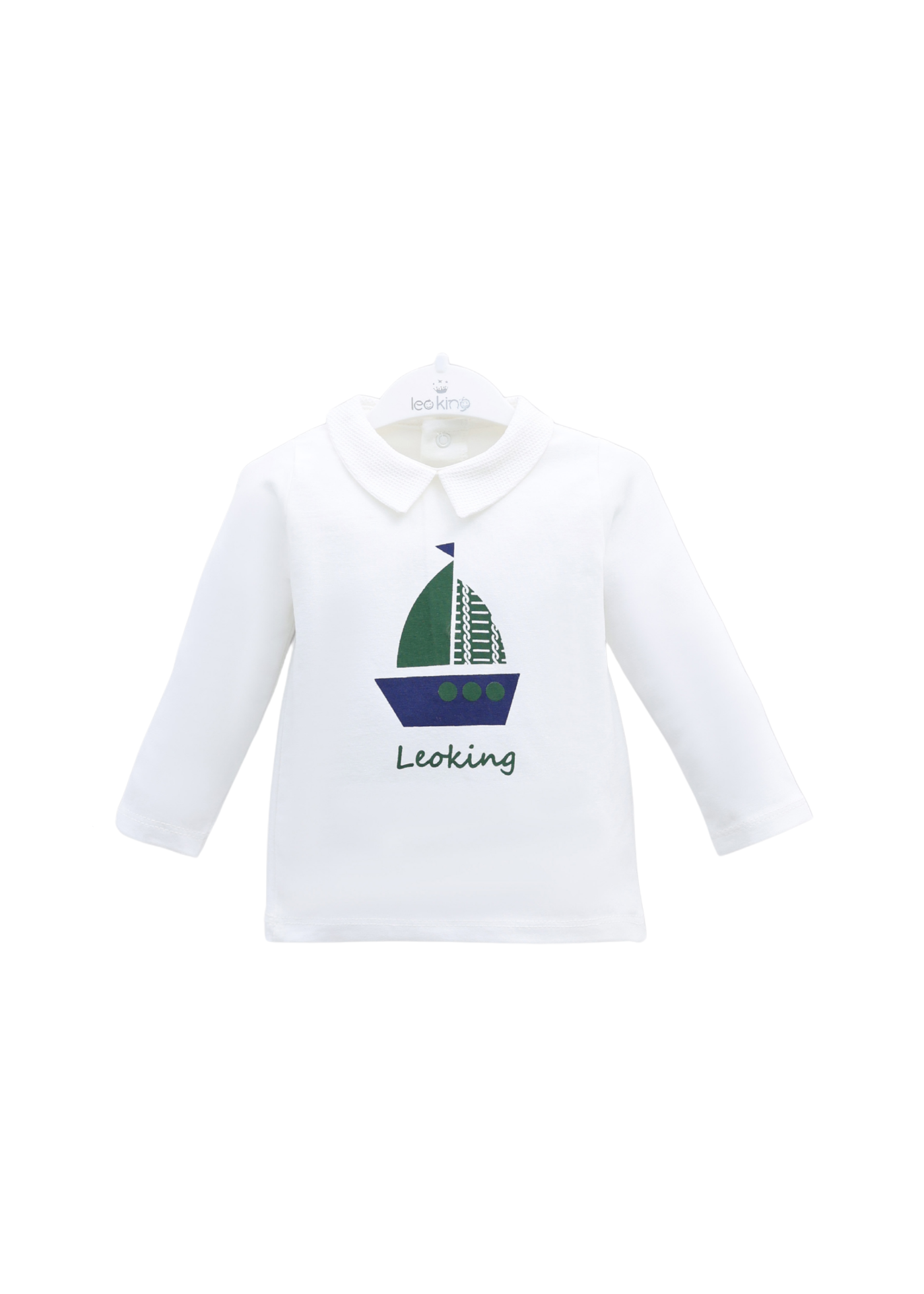 Set 3 Piese Cardigan si Pantaloni Lungi Tricotate Verde cu Bleumarin si Bluza Crem cu Vapor 8025 Leo King