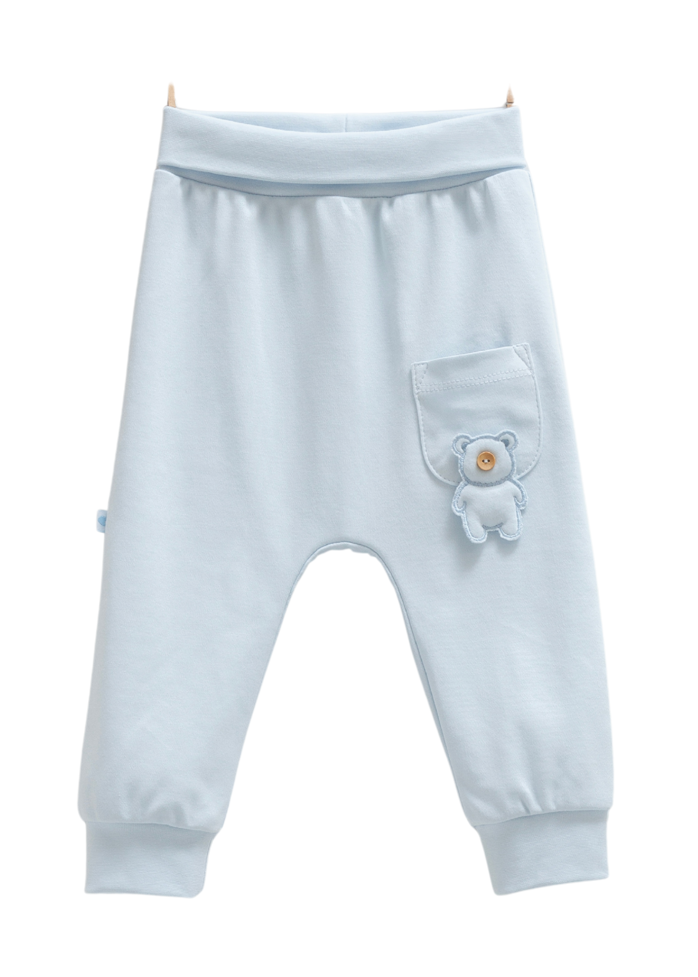 Set 2 Perechi de Pantaloni din Bumbac Bleu cu Ursulet APE1466 Mell Sweet Baby