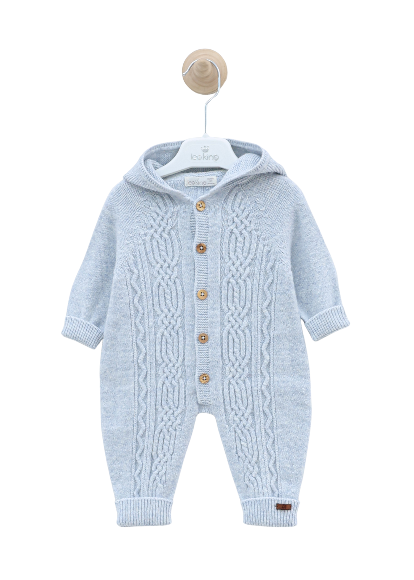 Set 2 Piese Combinezon Bleu cu Lana Merinos si Salopeta Lunga Bumbac 9336 Leo King