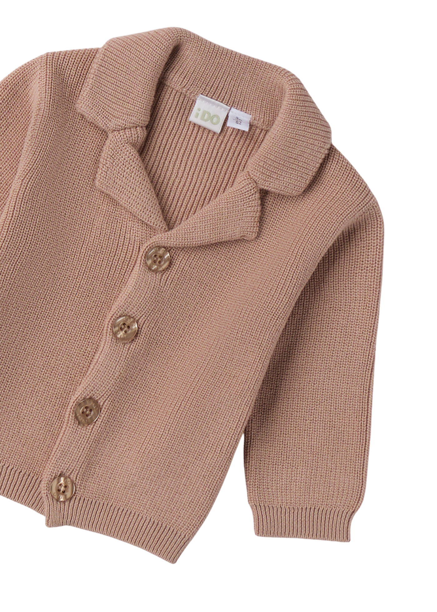 Cardigan Tricotat Bej cu Rever si Nasturi 4.F054/00 iDO