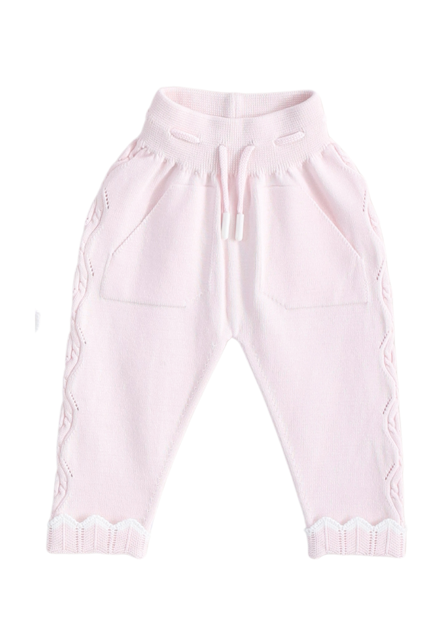 Set 2 Piese Tricot Roz Hanorac cu Gluga si Pantaloni 8524 Leo King