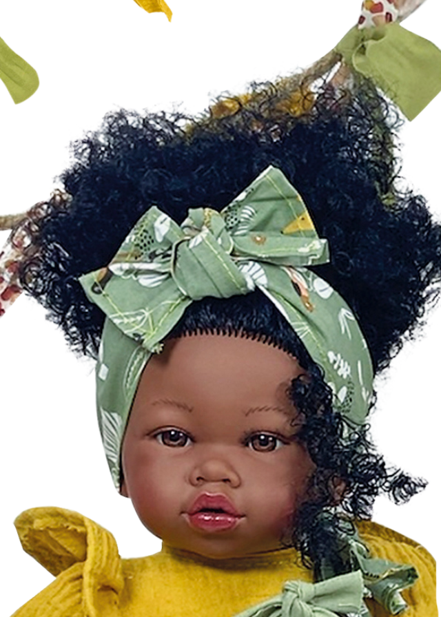 AnneBebe - Papusa Afro Maria cu Bebelus cu Rochie Verde, 45 cm 2332 Nines