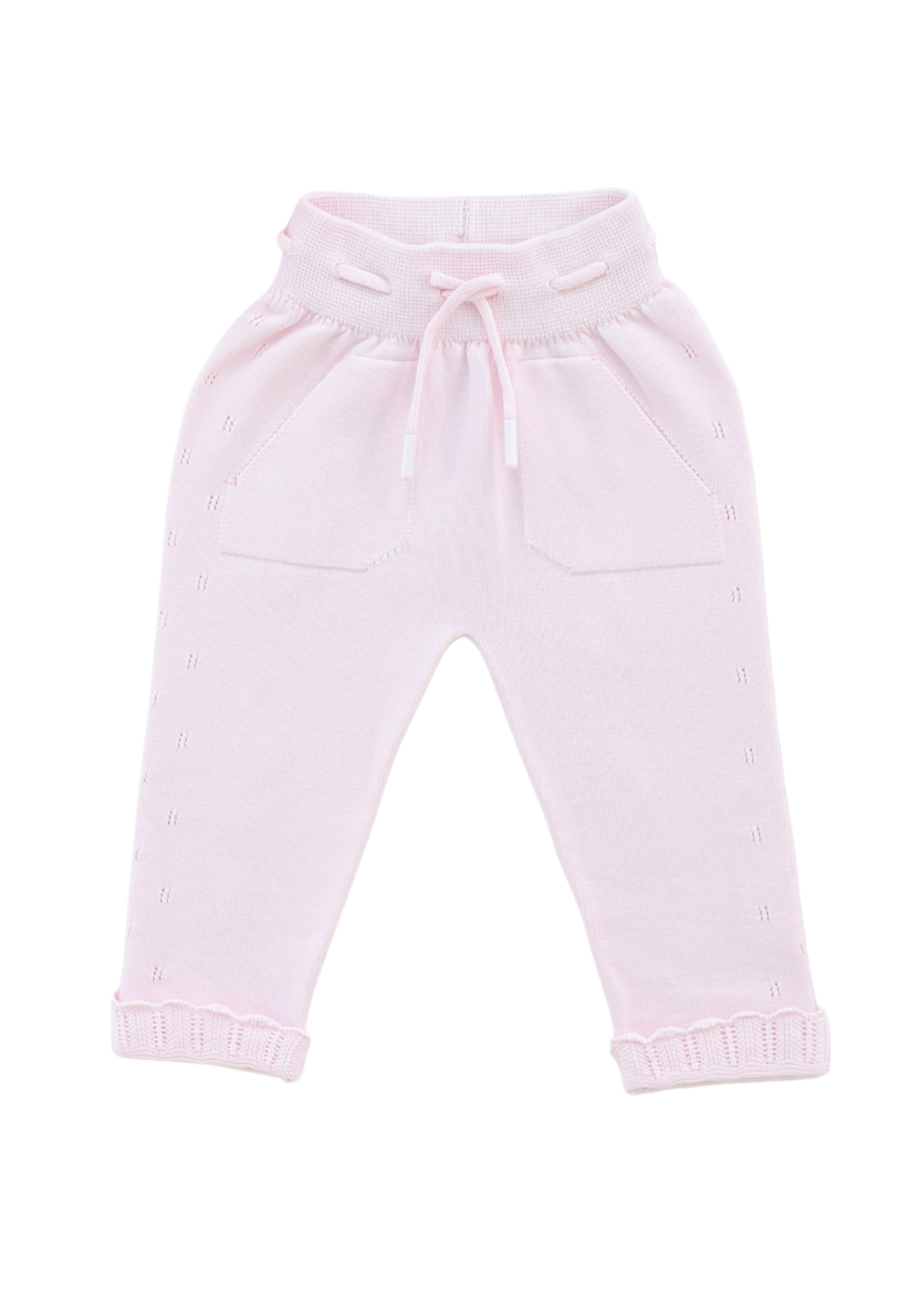 Set 3 Piese Jacheta si Pantaloni Lungi Tricotate Roz si Bluza Bumbac 8531 Leo King
