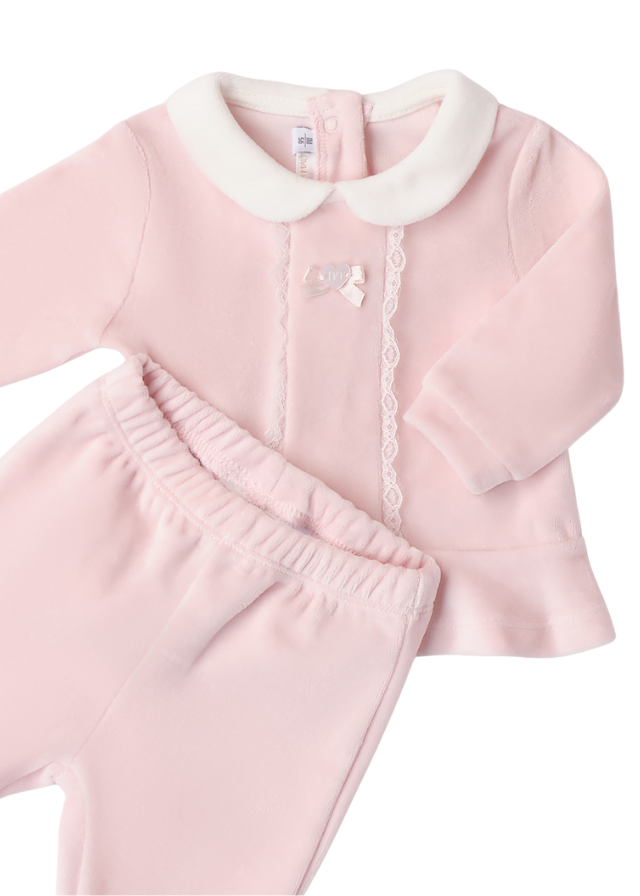 Set of 2 Velor Pink Blouse and Pants 3A704.00 Mini band