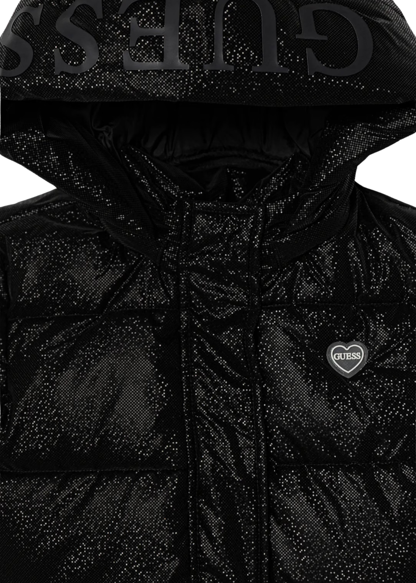 Geaca Lunga Matlasata Neagra cu Gluga K5BL05 WGIW0 JBLK Guess
