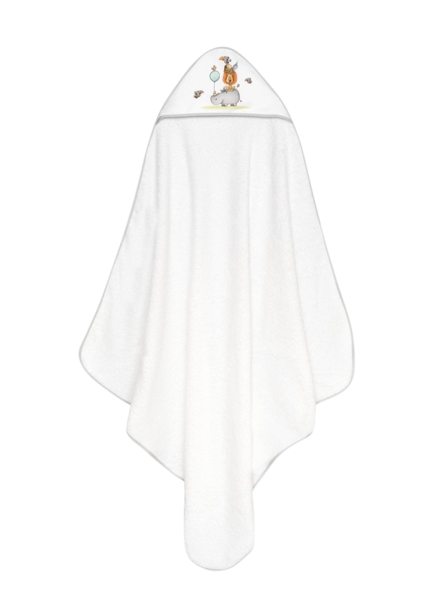 Prosop cu Capison 100x100 cm+Bavetica Alb-Gri cu Rinocer 01253-18 InterBaby
