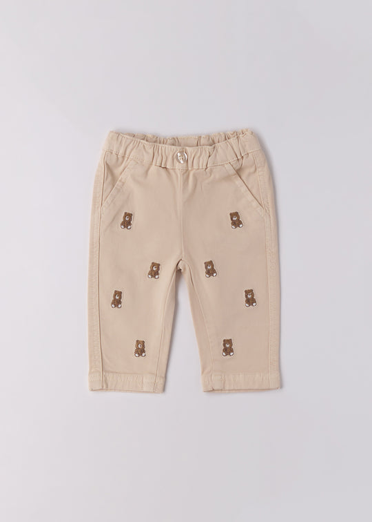 Pantaloni Lungi Baietei Bej Broderie Ursi 4.F070/00 iDO