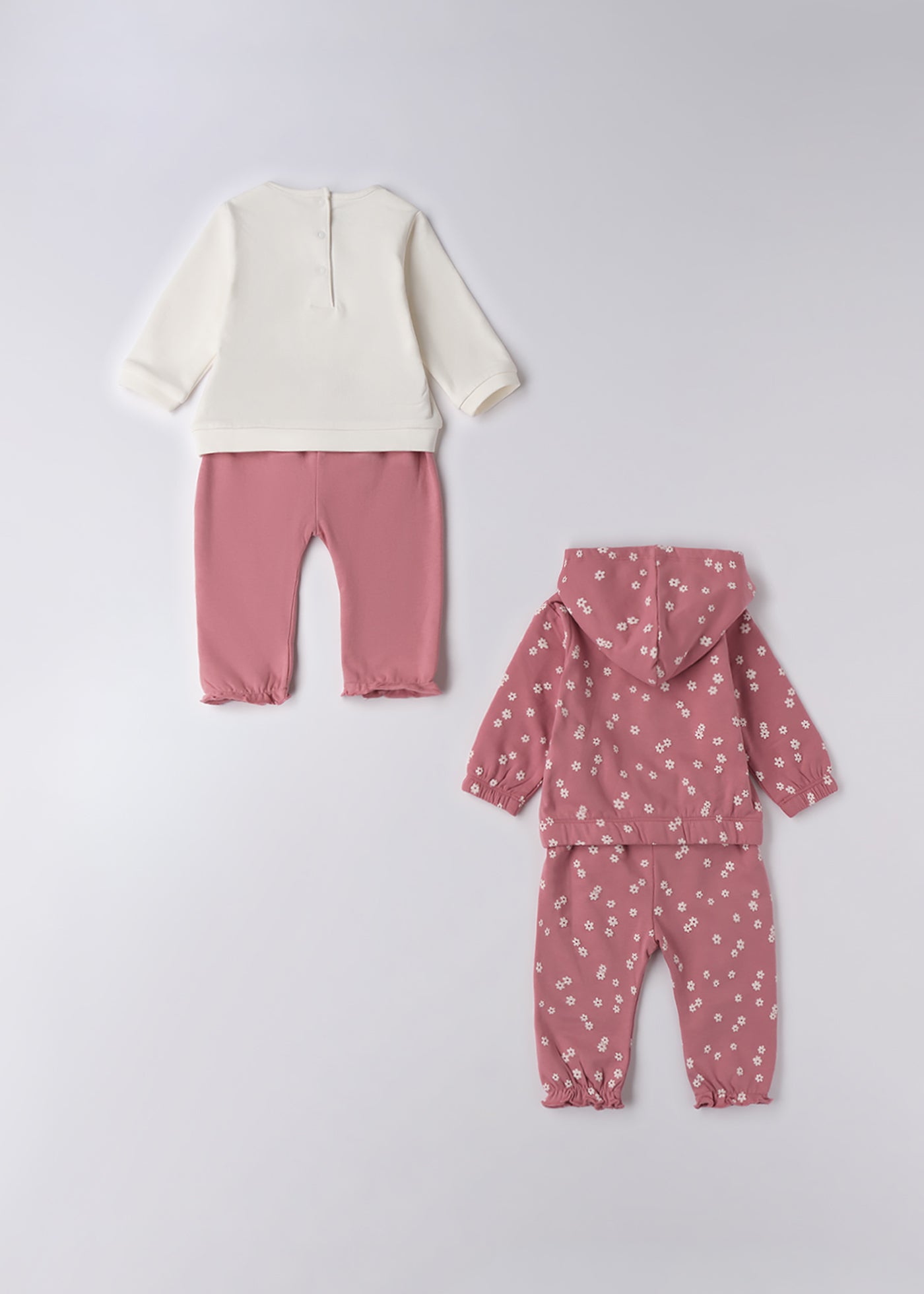 Set 4 Piese Fetite Crem Roz Pudra 2 Bluze 2 Pantaloni Lungi 4.F092/00 iDO