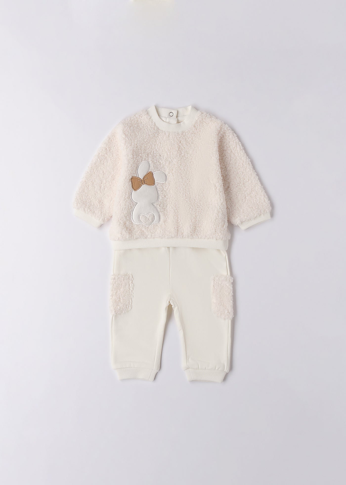 Set 2 Piese Fetita Crem Bluza Sport Buclele si Pantaloni Lungi 4.F095/00 iDO