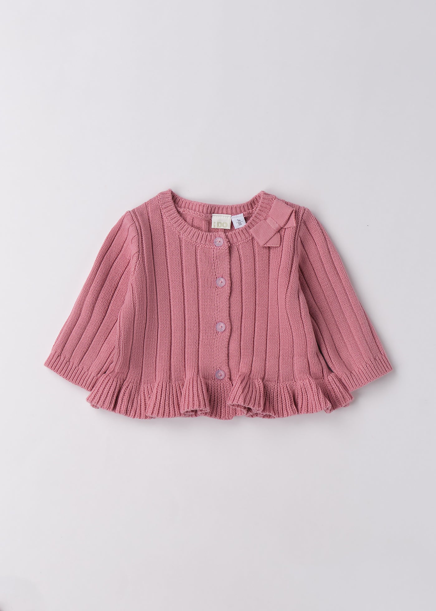 Set 3 Piese Fetite Salopeta Lunga Cardigan Tricotat Frez Bluza Crem 4.F122/00 iDO