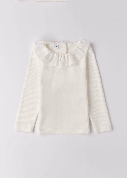 Bluza Maneca Lunga Fete Crem Cu  Volan Guler 4.F300/00 iDO