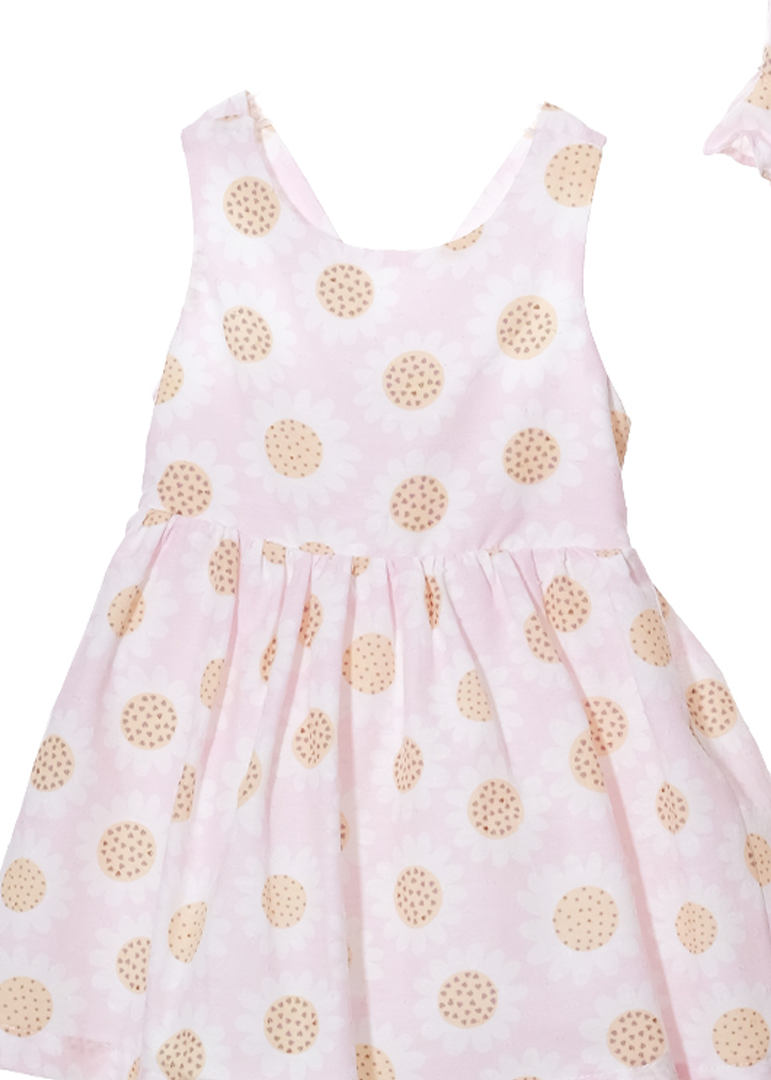 AnneBebe - Rochie cu Flori & Palarie tip Barbie Roz M0486 Serkon Baby