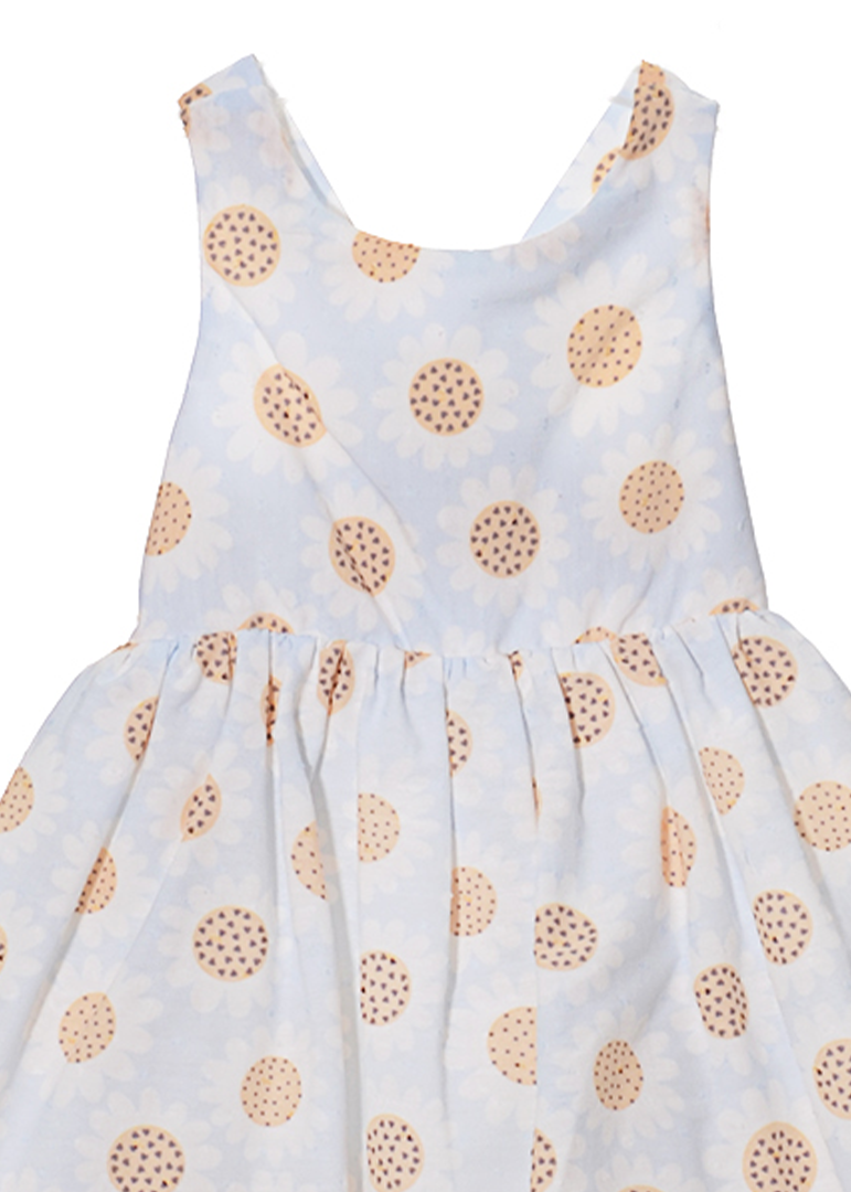 AnneBebe - Rochie Bleu Cu Imprimeu Flori & Palarie M0486 Serkon Baby