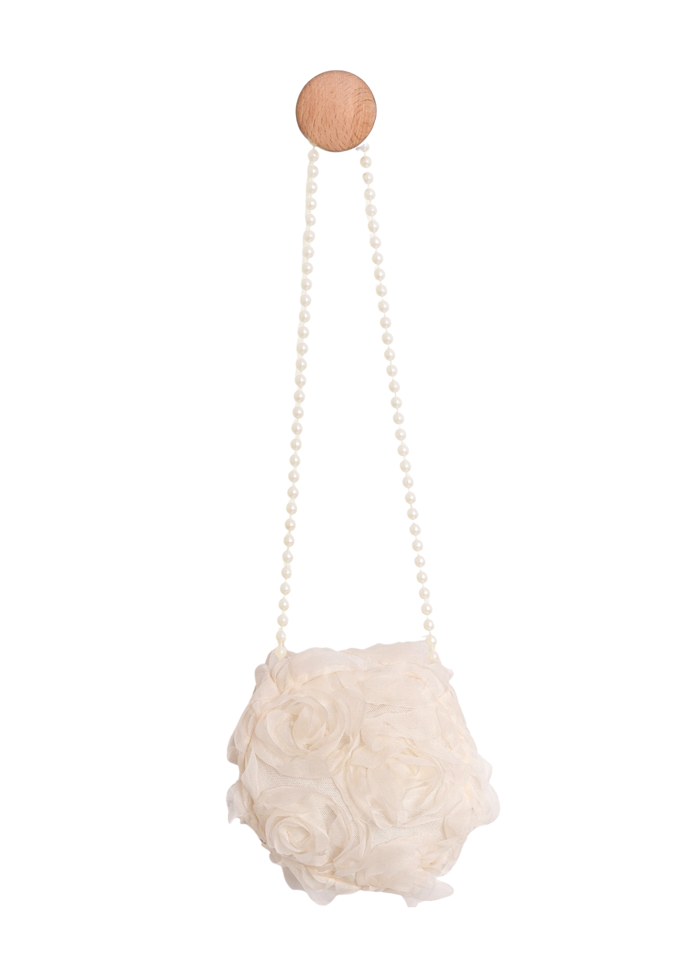 Rochie Crem cu Maneca Lunga Bust Dantela si Fusta Tulle cu Picouri cu Geanta MJ169 Mary & Joe