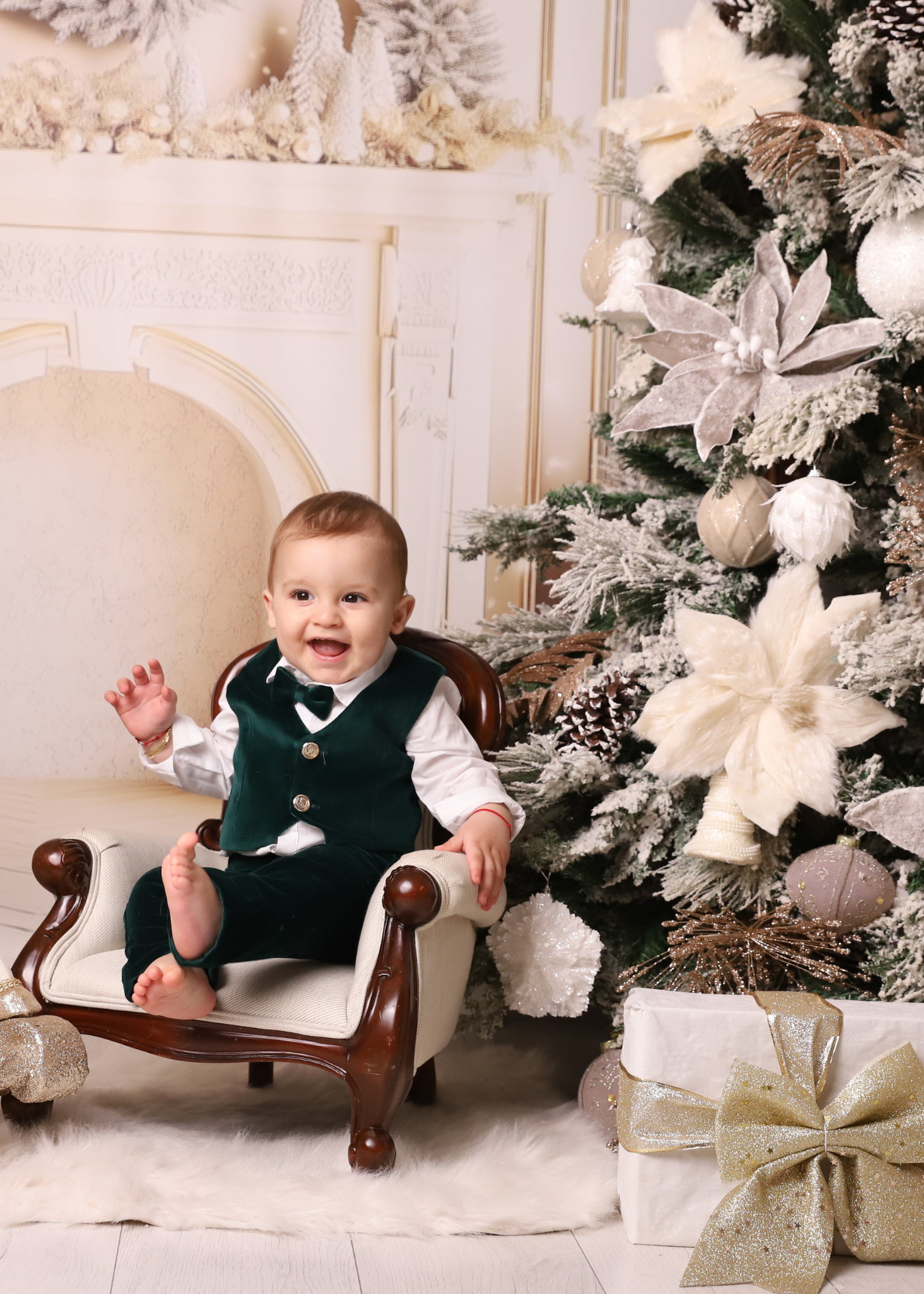 Costum Ayan Catifea Verde AnneBebe