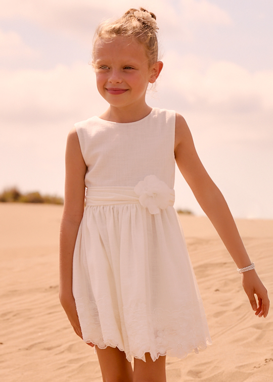 Rochie Ivory fara Maneca cu Dantela pe Spate 3914 Mayoral