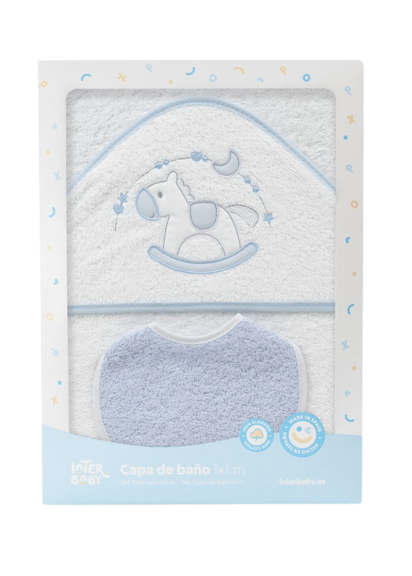 Prosop cu Capison 100x100 cm Bavetica Alb-Bleu cu Calut 01251-11 InterBaby