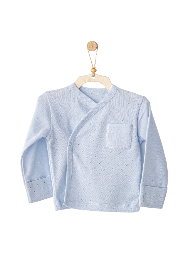 Set 2 Piese Bleu Bluza cu Capse si Pantaloni cu Picior AC25557 Andywawa