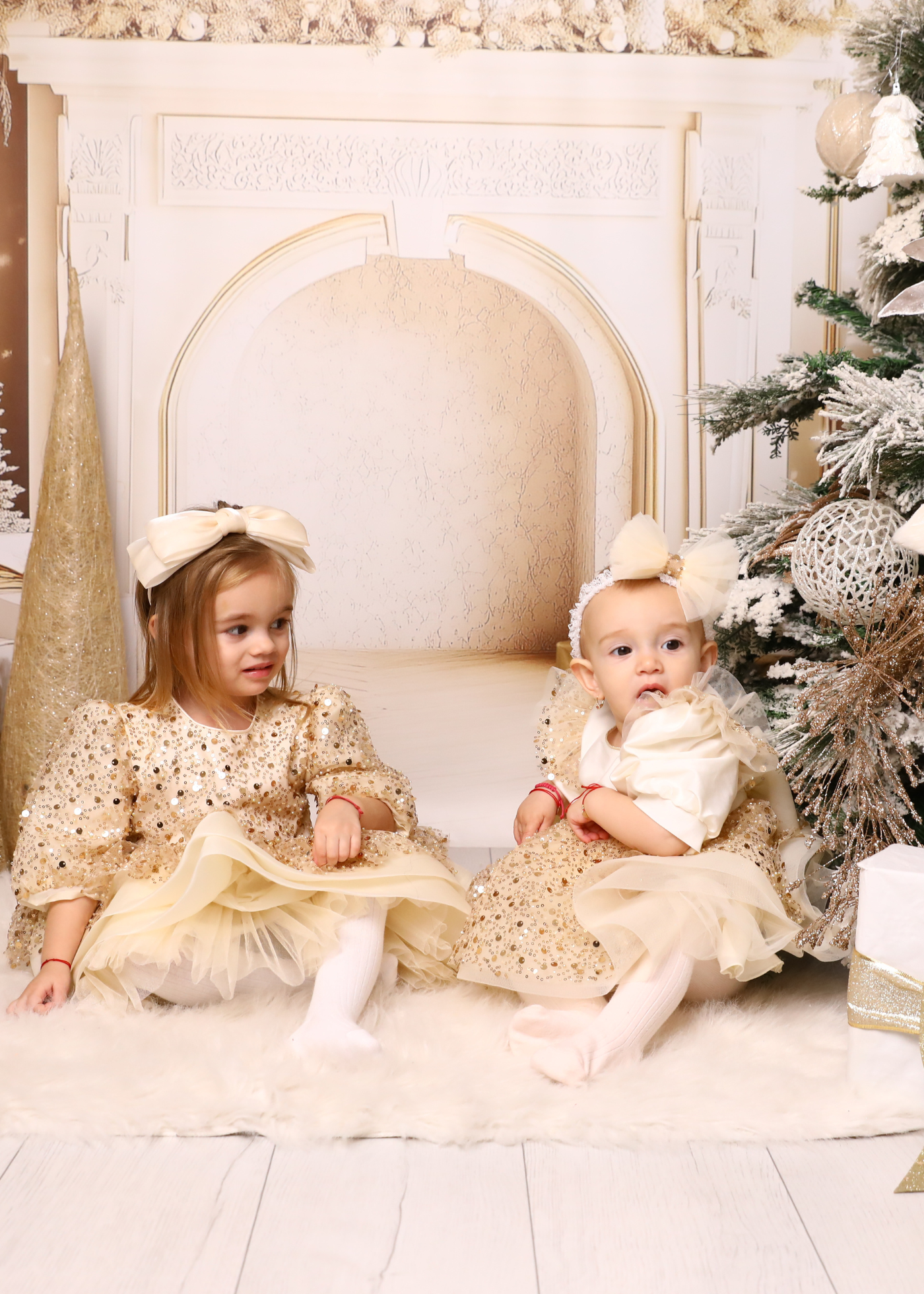 Rochita Lucia Tull Cappuccino Cu Paiete Aurii AnneBebe