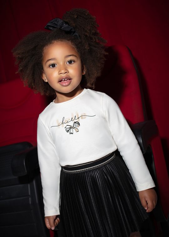 Set Cream Long Sleeve T-Shirt and Black Hair Elastic 4008 Mayoral