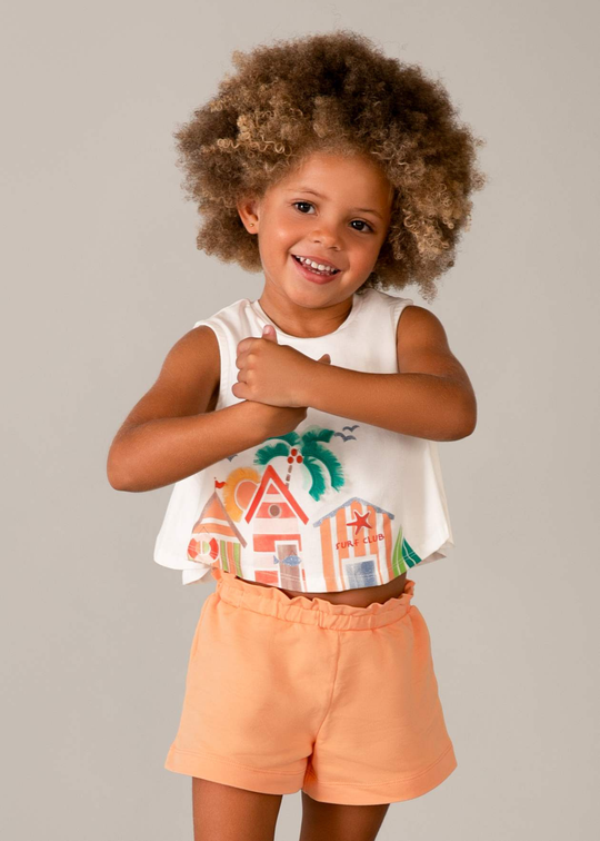 Set 2 Piese Top si Pantaloni Scurti Portocalii 3228 Mayoral