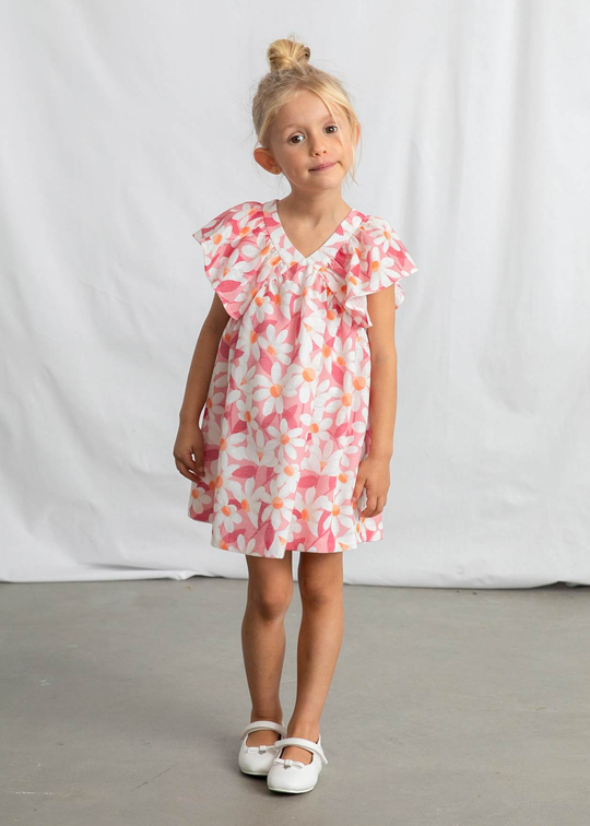 Rochie Frez cu Imprimeu Flori Albe 3918 Mayoral