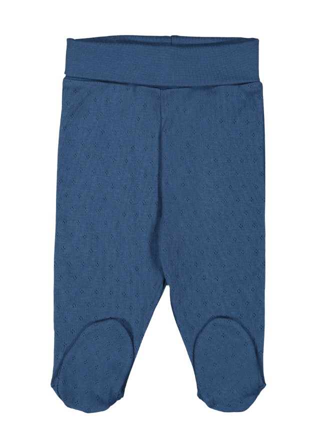 Set 3 Piese Body cu Maneca Scurta Crem cu Rac Pantaloni Lungi si Fes Bleumarin din Bumbac Perforat Ship Boy T3990 Bebetto