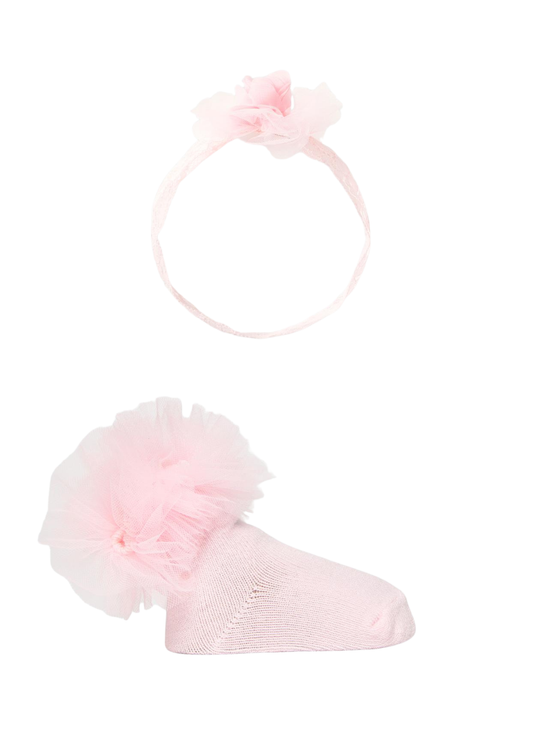 Set Sosete Roz cu Tulle si Bentita 9055 Mayoral