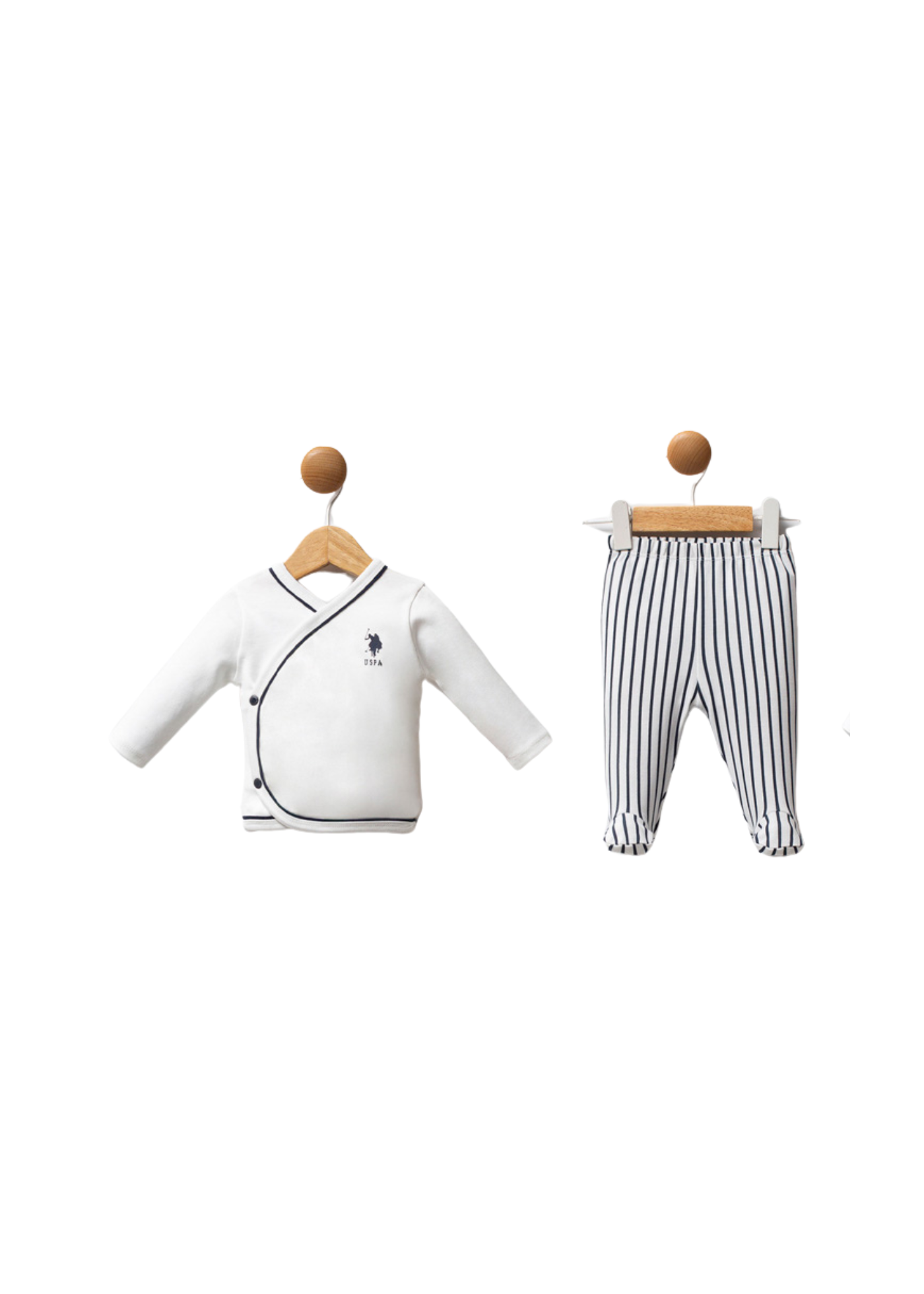 Set 10 Piese Maternitate Ivory cu Dungi Bleumarin USB2620 Us Polo Assn